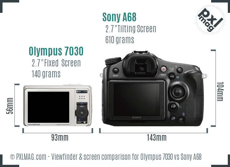 Olympus 7030 vs Sony A68 Screen and Viewfinder comparison