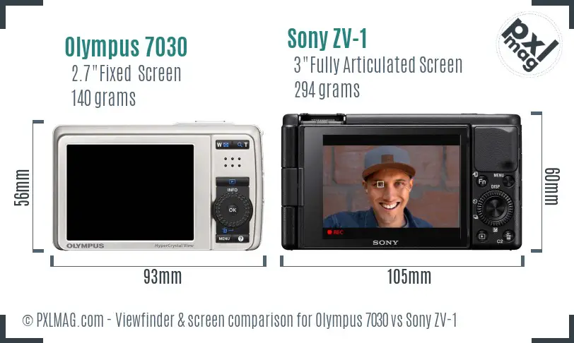 Olympus 7030 vs Sony ZV-1 Screen and Viewfinder comparison Olympus 7030 vs Sony ZV-1 Screen and Viewfinder comparison