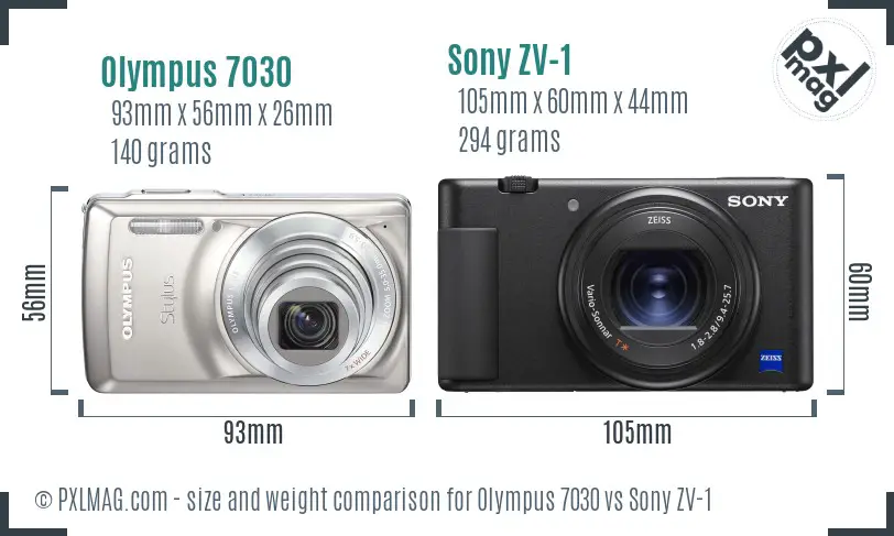 Olympus 7030 vs Sony ZV-1 size comparison Olympus 7030 vs Sony ZV-1 size comparison