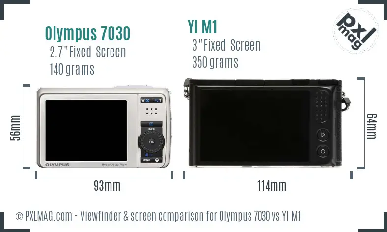 Olympus 7030 vs YI M1 Screen and Viewfinder comparison