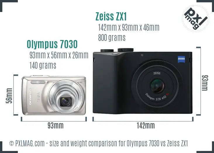 Olympus 7030 vs Zeiss ZX1 size comparison Olympus 7030 vs Zeiss ZX1 size comparison