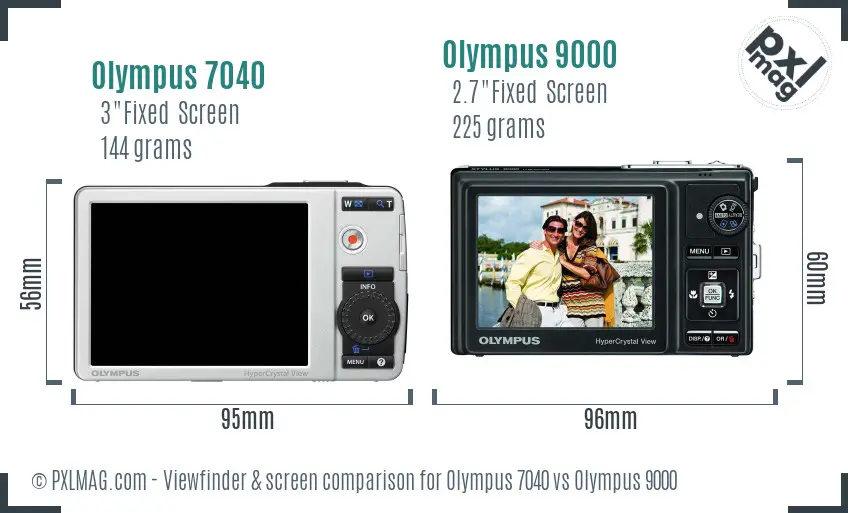 Olympus 7040 vs Olympus 9000 Screen and Viewfinder comparison