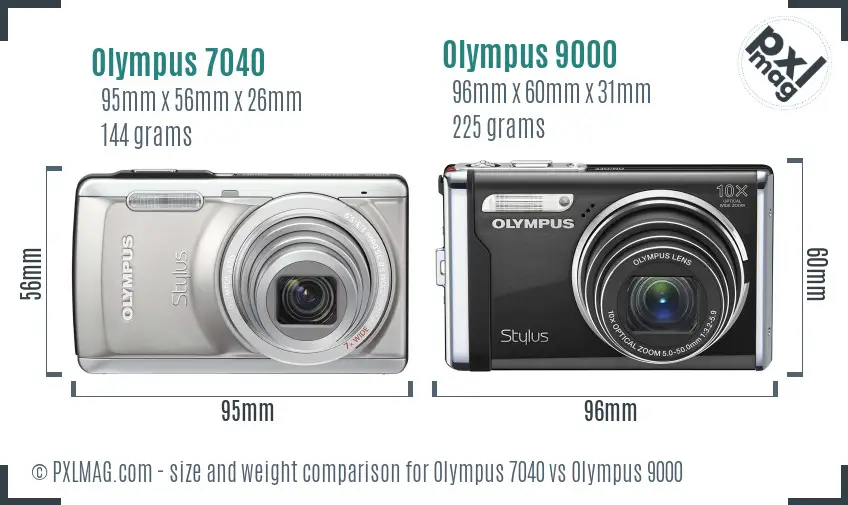 Olympus 7040 vs Olympus 9000 size comparison