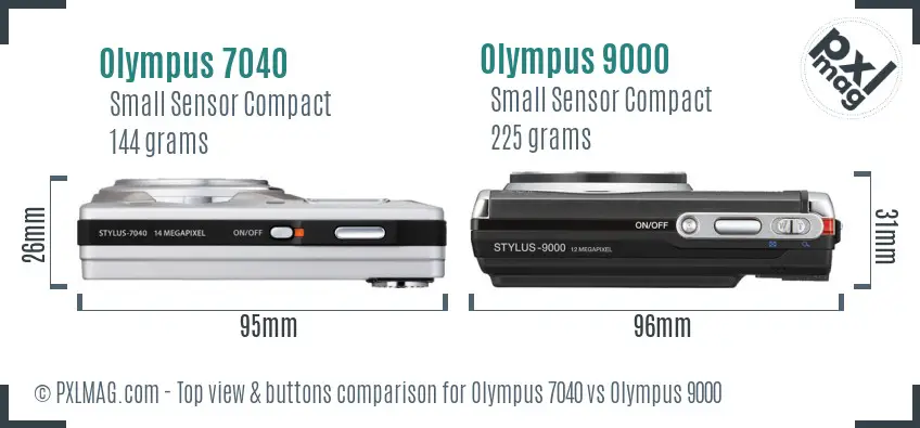 Olympus 7040 vs Olympus 9000 top view buttons comparison