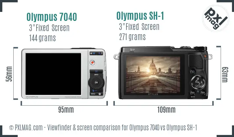 Olympus 7040 vs Olympus SH-1 Screen and Viewfinder comparison