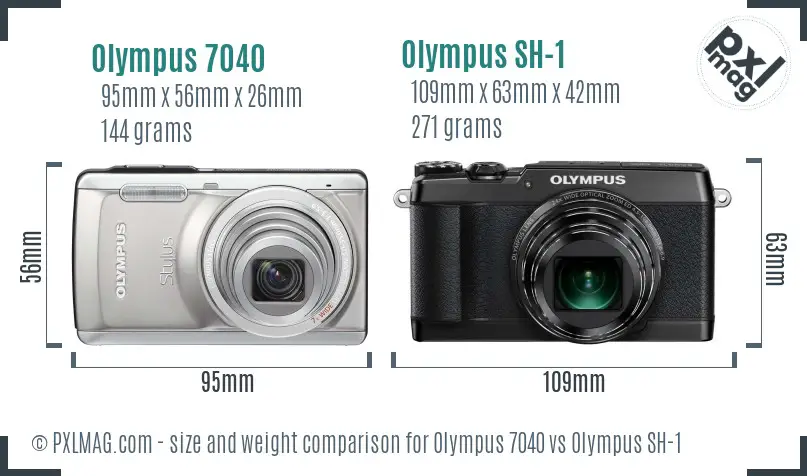 Olympus 7040 vs Olympus SH-1 size comparison