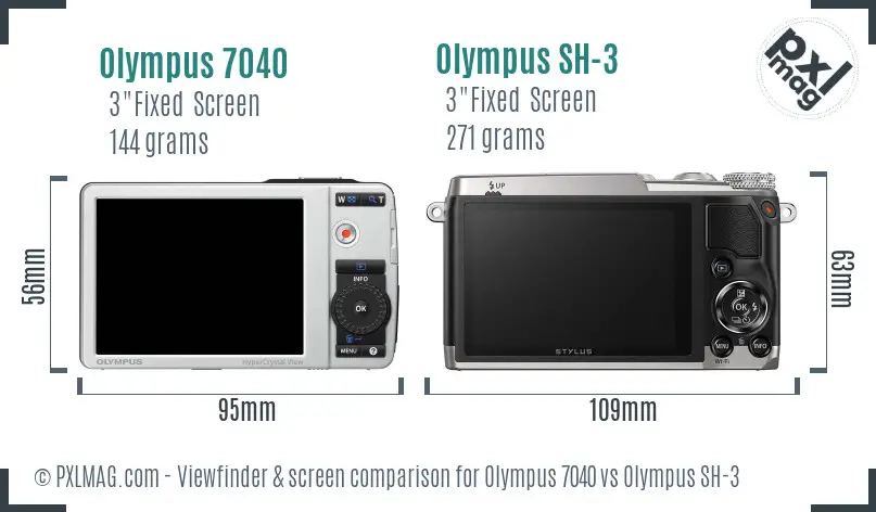 Olympus 7040 vs Olympus SH-3 Screen and Viewfinder comparison