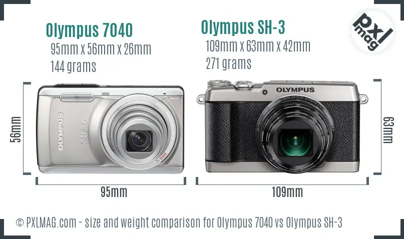 Olympus 7040 vs Olympus SH-3 size comparison
