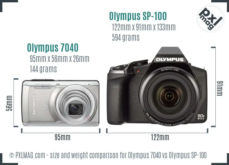 Olympus 7040 vs Olympus SP-100 size comparison