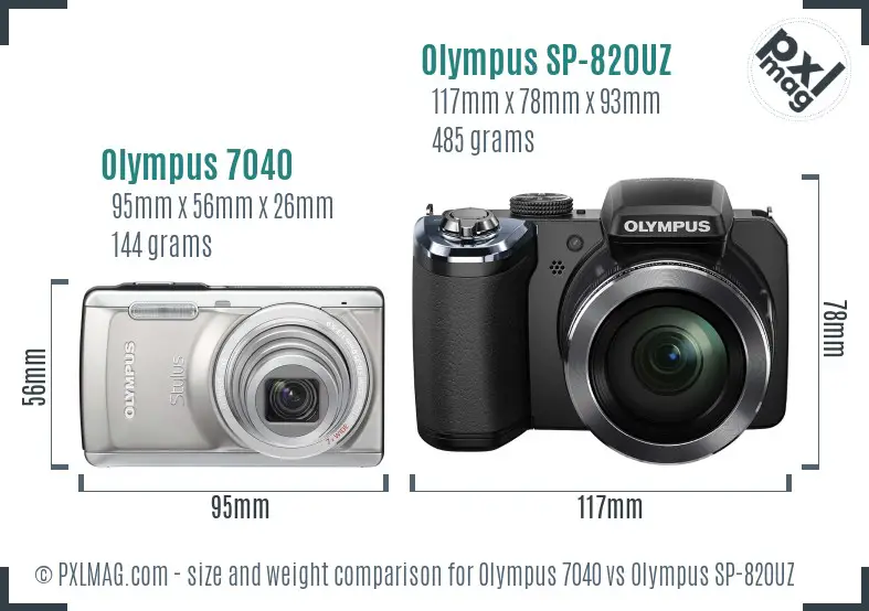 Olympus 7040 vs Olympus SP-820UZ size comparison
