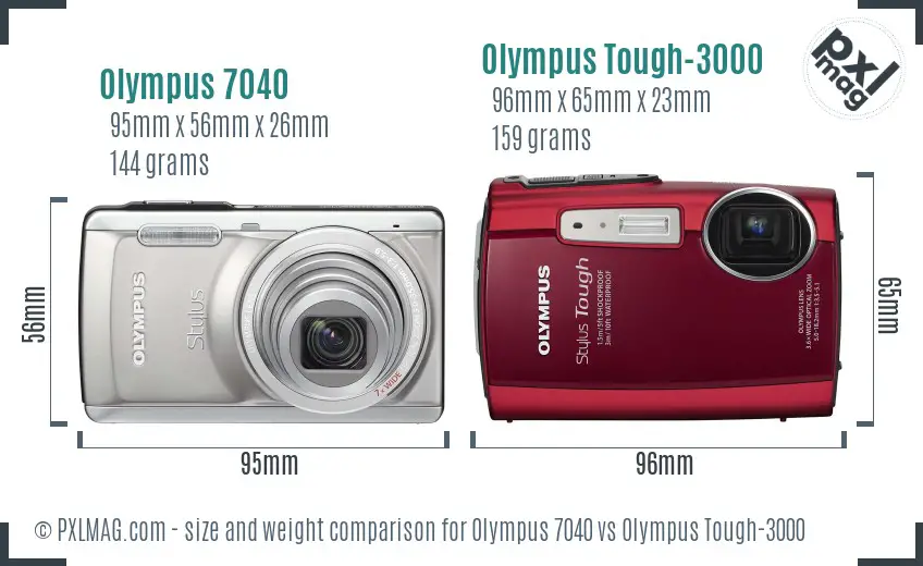 Olympus 7040 vs Olympus Tough-3000 size comparison