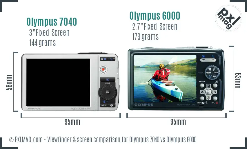 Olympus 7040 vs Olympus 6000 Screen and Viewfinder comparison