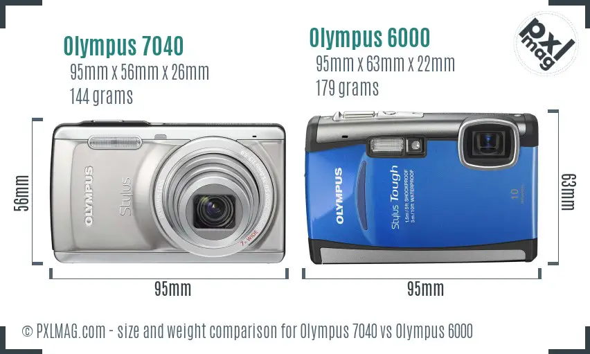 Olympus 7040 vs Olympus 6000 size comparison