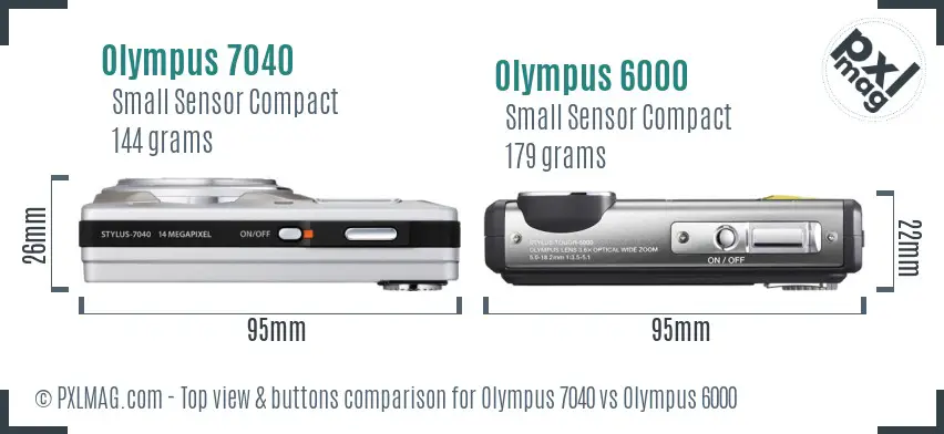 Olympus 7040 vs Olympus 6000 top view buttons comparison