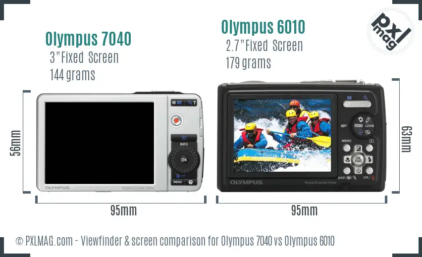 Olympus 7040 vs Olympus 6010 Screen and Viewfinder comparison