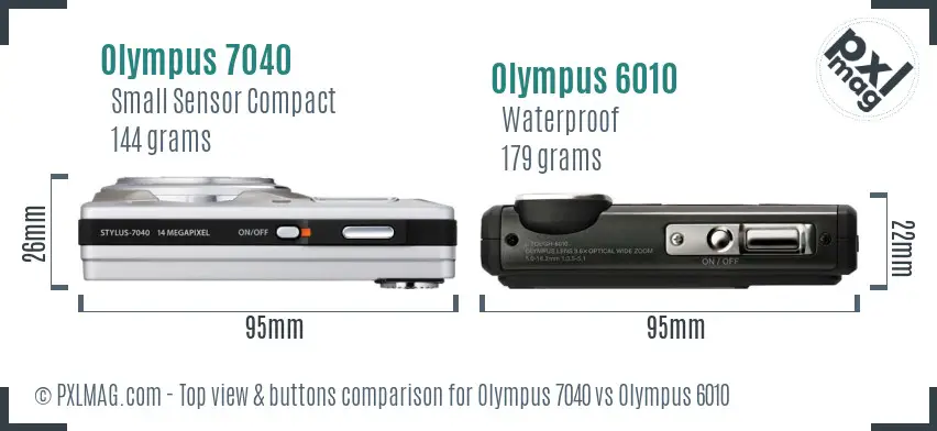 Olympus 7040 vs Olympus 6010 top view buttons comparison