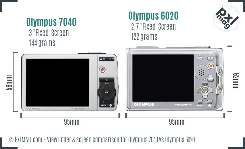 Olympus 7040 vs Olympus 6020 Screen and Viewfinder comparison