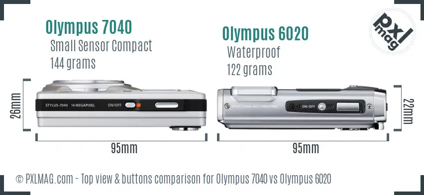 Olympus 7040 vs Olympus 6020 top view buttons comparison