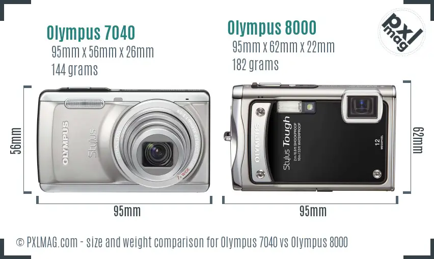 Olympus 7040 vs Olympus 8000 size comparison