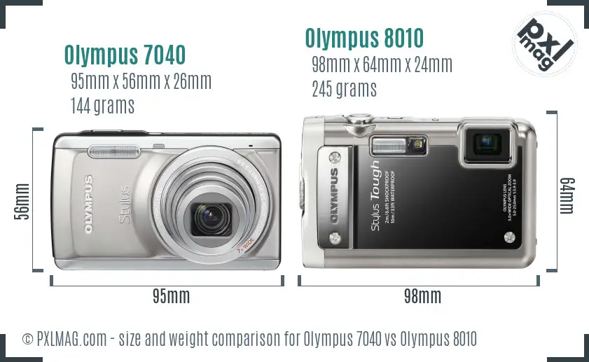 Olympus 7040 vs Olympus 8010 size comparison