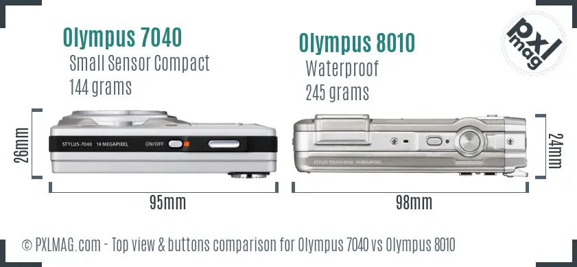 Olympus 7040 vs Olympus 8010 top view buttons comparison
