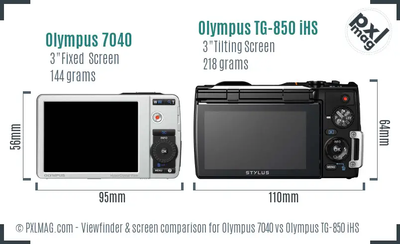 Olympus 7040 vs Olympus TG-850 iHS Screen and Viewfinder comparison