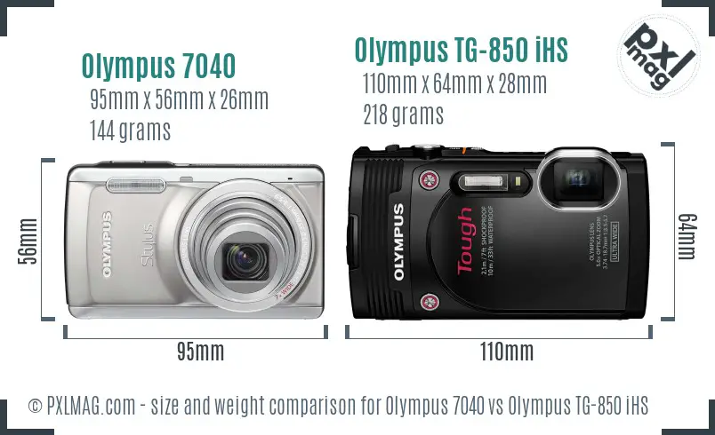 Olympus 7040 vs Olympus TG-850 iHS size comparison