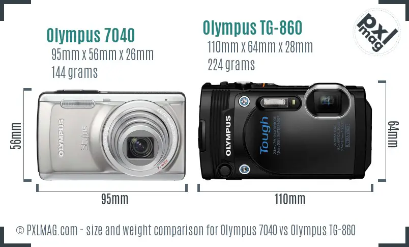 Olympus 7040 vs Olympus TG-860 size comparison