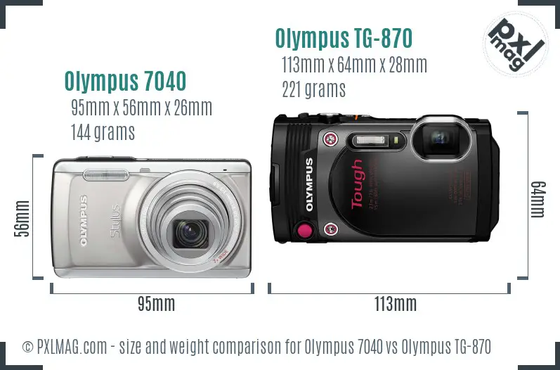 Olympus 7040 vs Olympus TG-870 size comparison