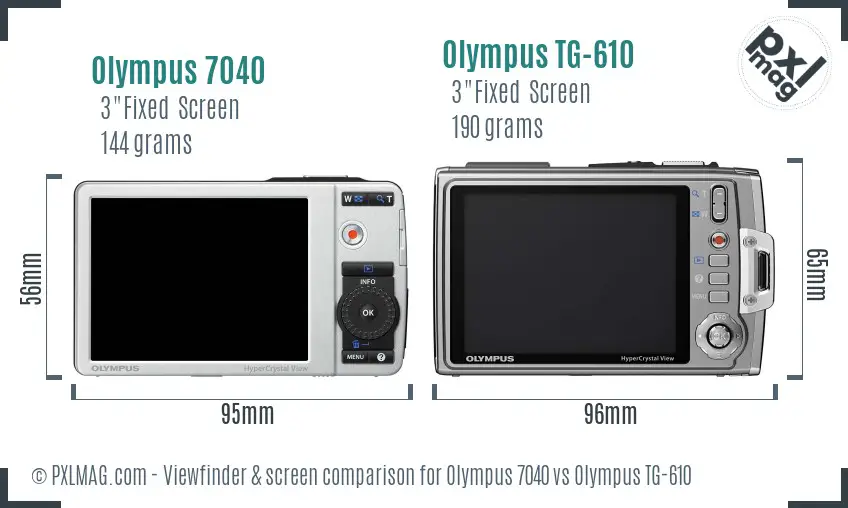 Olympus 7040 vs Olympus TG-610 Screen and Viewfinder comparison