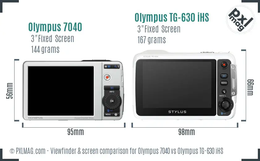 Olympus 7040 vs Olympus TG-630 iHS Screen and Viewfinder comparison