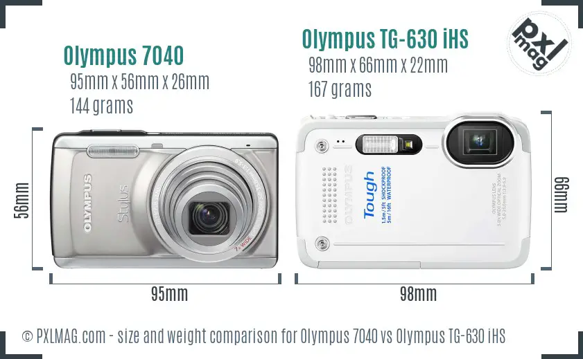 Olympus 7040 vs Olympus TG-630 iHS size comparison