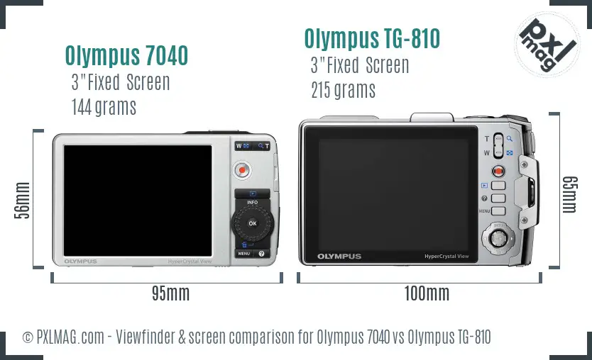 Olympus 7040 vs Olympus TG-810 Screen and Viewfinder comparison