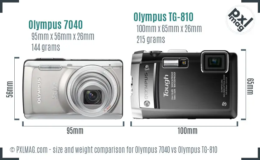 Olympus 7040 vs Olympus TG-810 size comparison