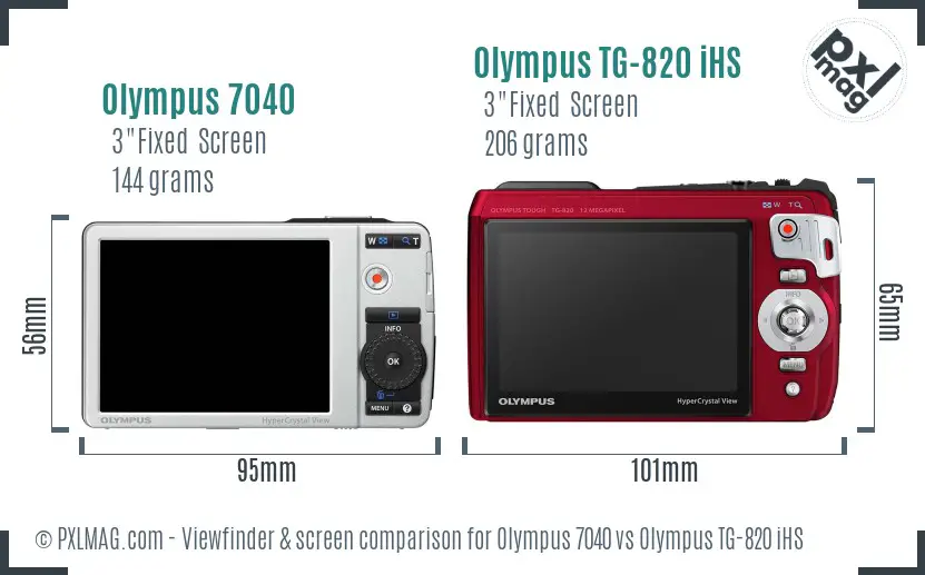 Olympus 7040 vs Olympus TG-820 iHS Screen and Viewfinder comparison