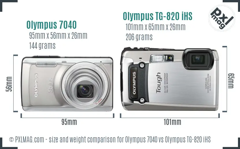 Olympus 7040 vs Olympus TG-820 iHS size comparison