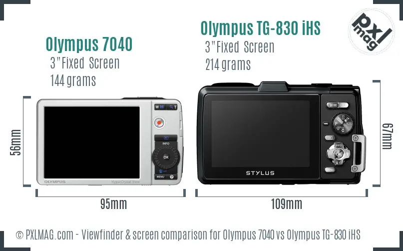Olympus 7040 vs Olympus TG-830 iHS Screen and Viewfinder comparison