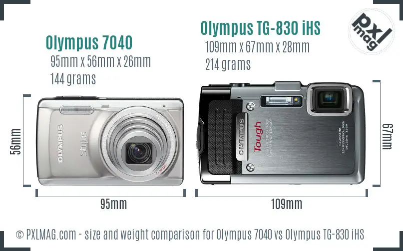 Olympus 7040 vs Olympus TG-830 iHS size comparison