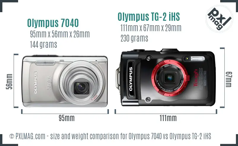 Olympus 7040 vs Olympus TG-2 iHS size comparison