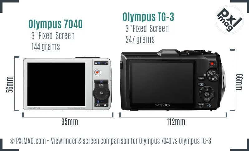 Olympus 7040 vs Olympus TG-3 Screen and Viewfinder comparison