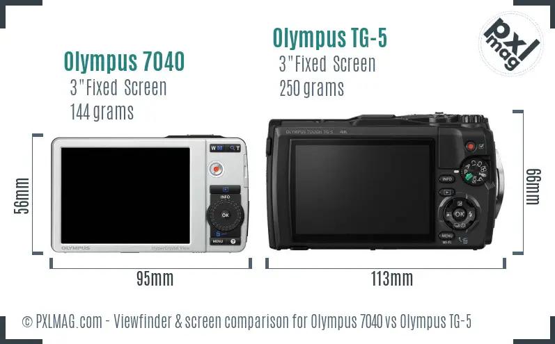 Olympus 7040 vs Olympus TG-5 Screen and Viewfinder comparison