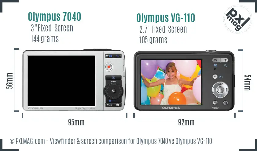 Olympus 7040 vs Olympus VG-110 Screen and Viewfinder comparison