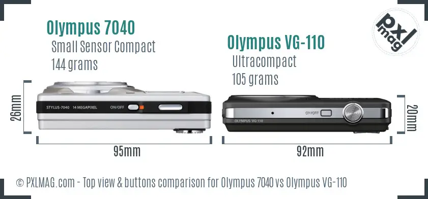 Olympus 7040 vs Olympus VG-110 top view buttons comparison