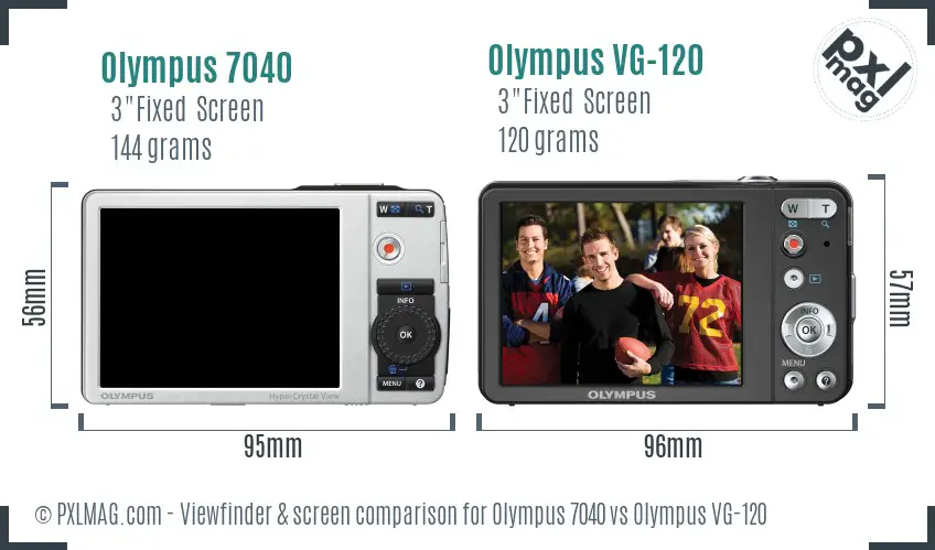 Olympus 7040 vs Olympus VG-120 Screen and Viewfinder comparison