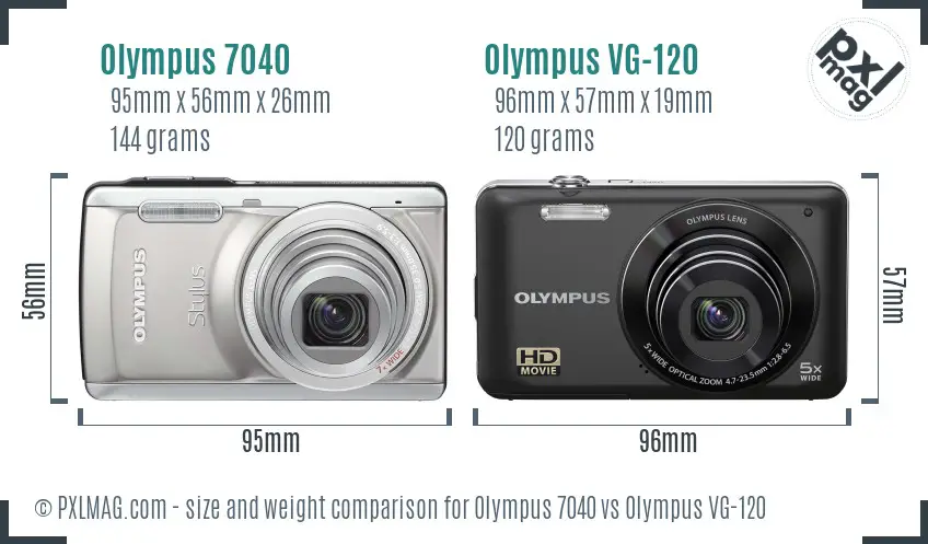 Olympus 7040 vs Olympus VG-120 size comparison
