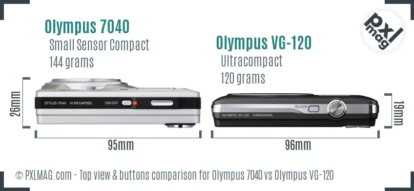Olympus 7040 vs Olympus VG-120 top view buttons comparison
