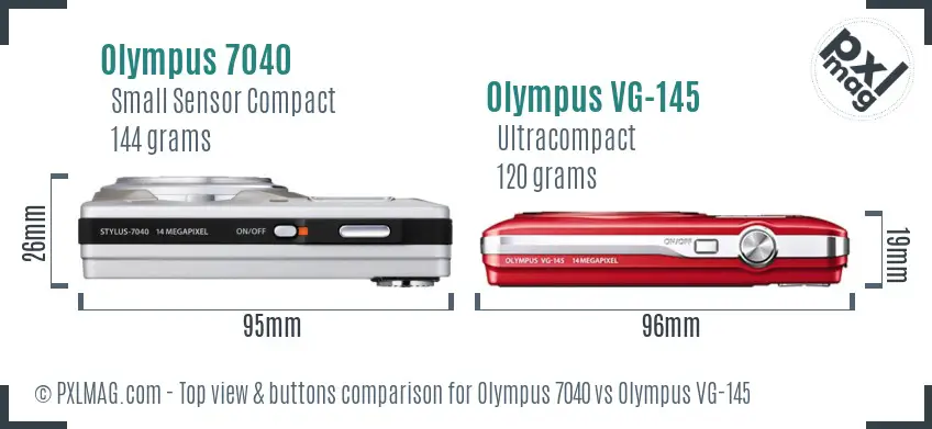 Olympus 7040 vs Olympus VG-145 top view buttons comparison