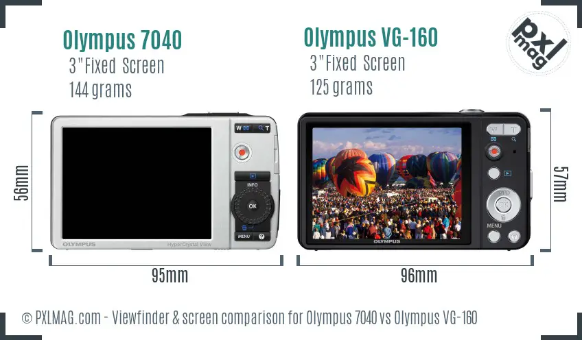 Olympus 7040 vs Olympus VG-160 Screen and Viewfinder comparison