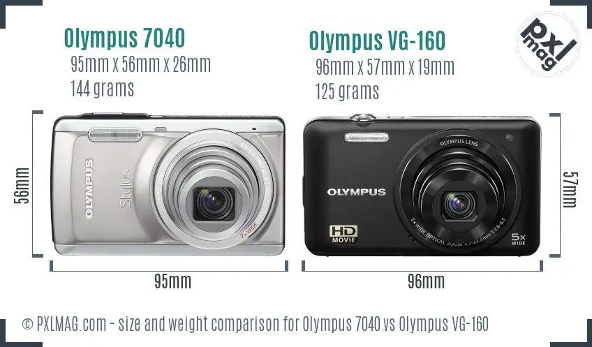 Olympus 7040 vs Olympus VG-160 size comparison