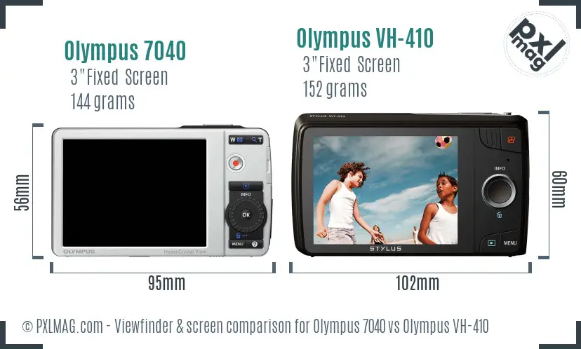 Olympus 7040 vs Olympus VH-410 Screen and Viewfinder comparison